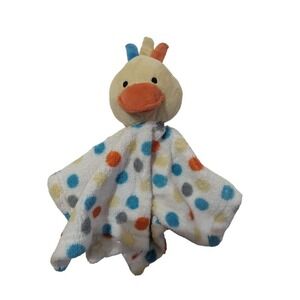 Plush Duck Baby Lovey Security Blanket With Polka Dots 11"x11" By Swiggles